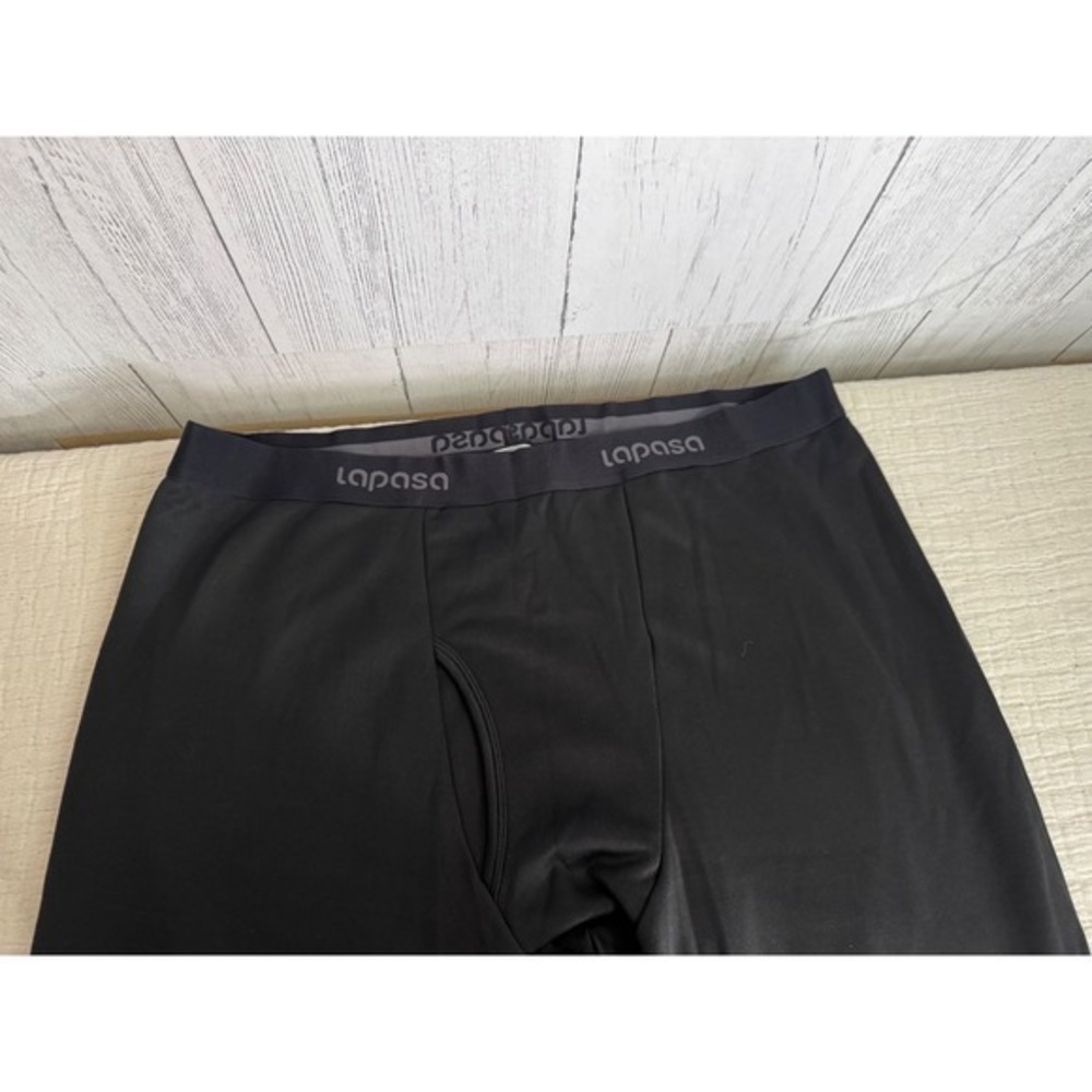 Lapasa Mens Thermal Underwear Bottoms Fleece Lined Long Johns Black XL